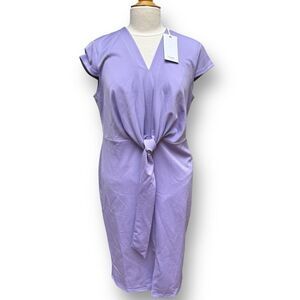NWT! GRACE KARIN Women's Midi Dresses Cap Sleeve Tie Waist Purple Brand Size XL